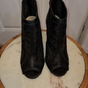 Black Women's Peep-Toe Ankle Booties